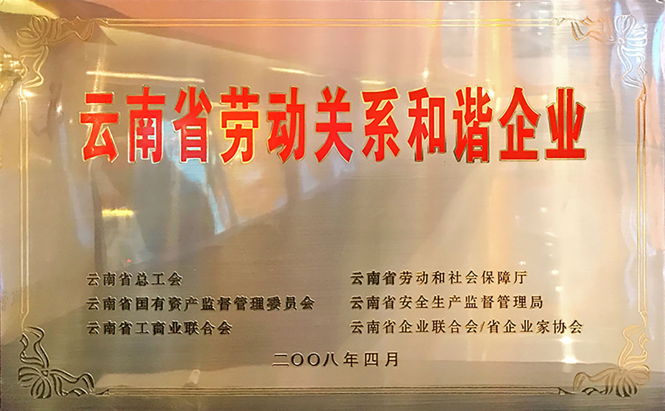 2008云南省劳动关系和谐企业