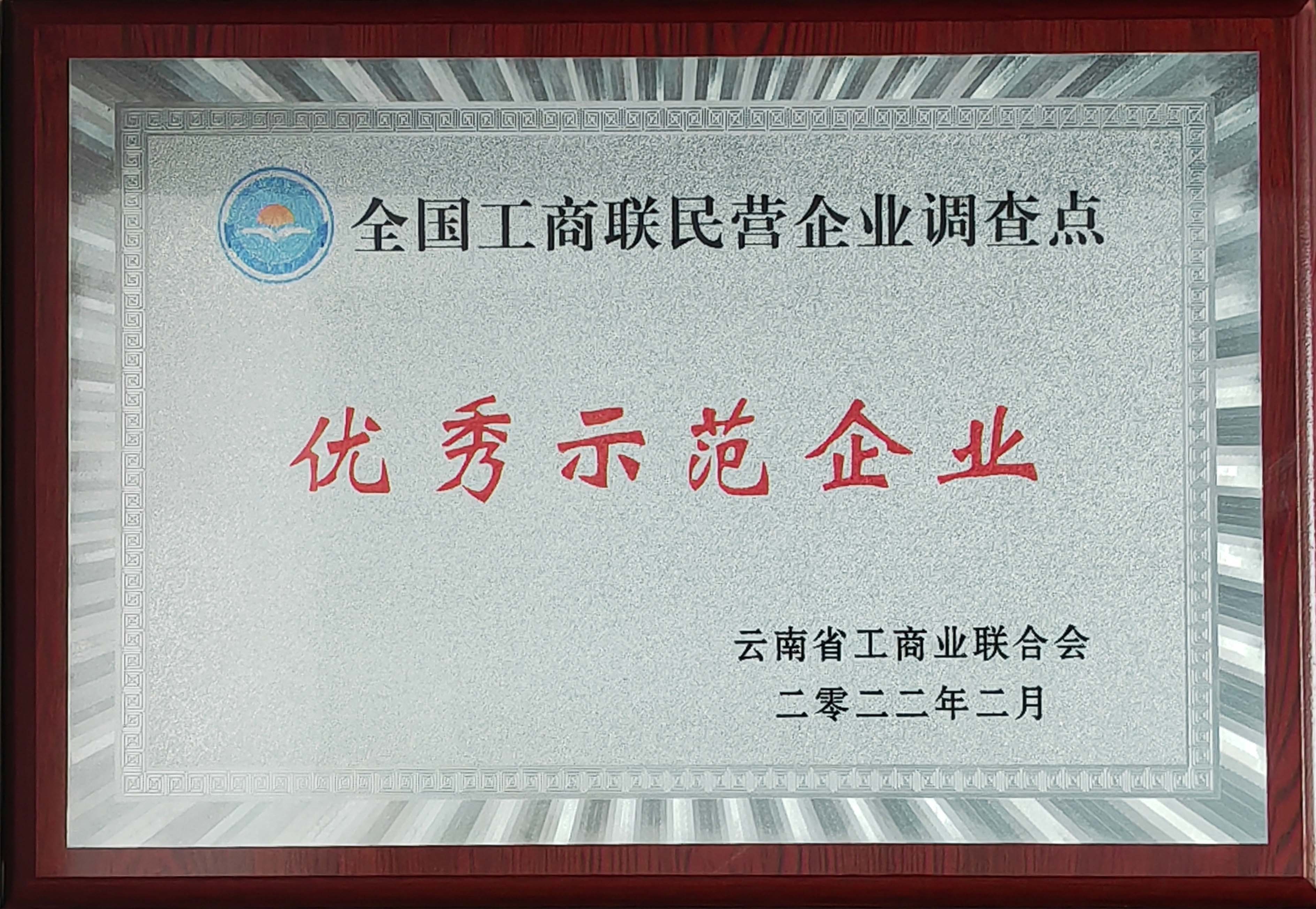 云南省工商联系统民营企业调查点优秀示范单位